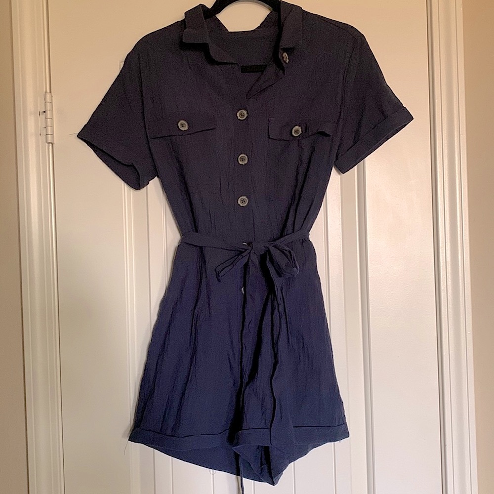 NWT Navy Button Up Romper
